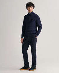 Katoenen Textured sweater met korte rits