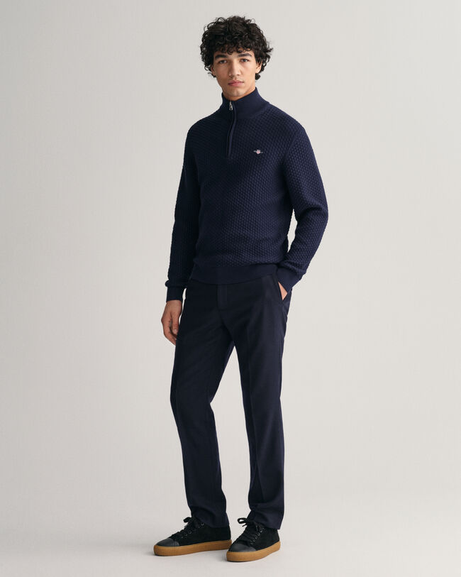 Katoenen Textured sweater met korte rits