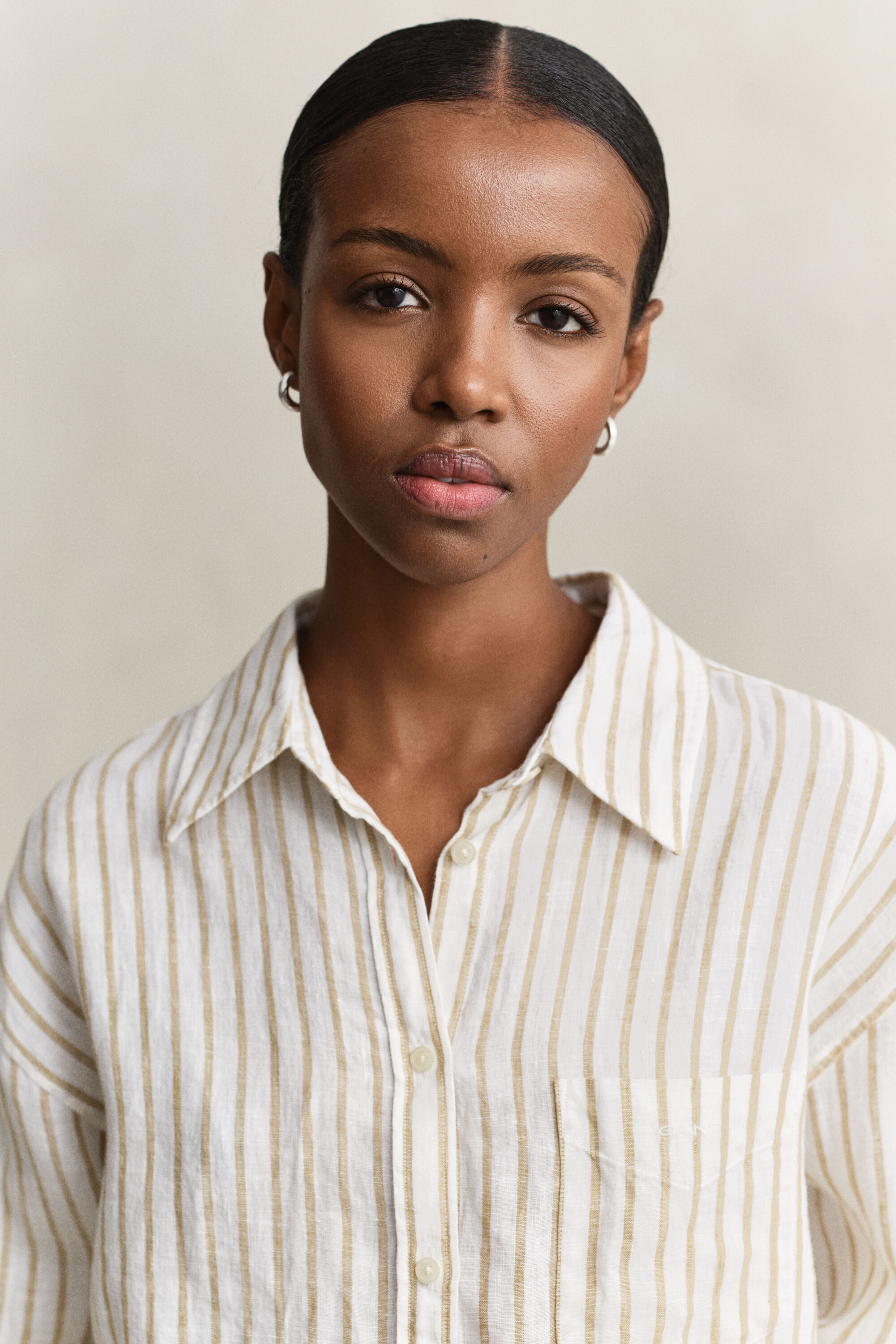 Relaxed Fit linnen overoverhemd met strepen