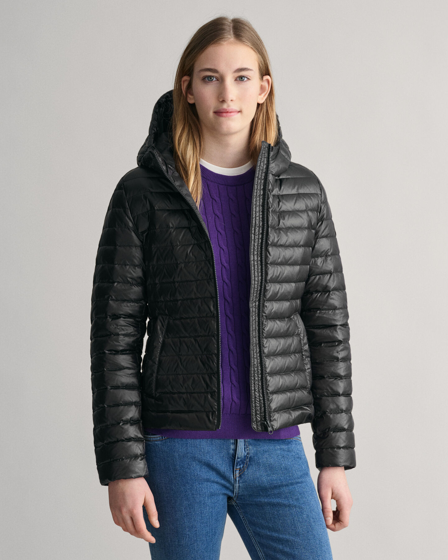 Teen Girls glanzend lichtgewicht donsjack met wattering