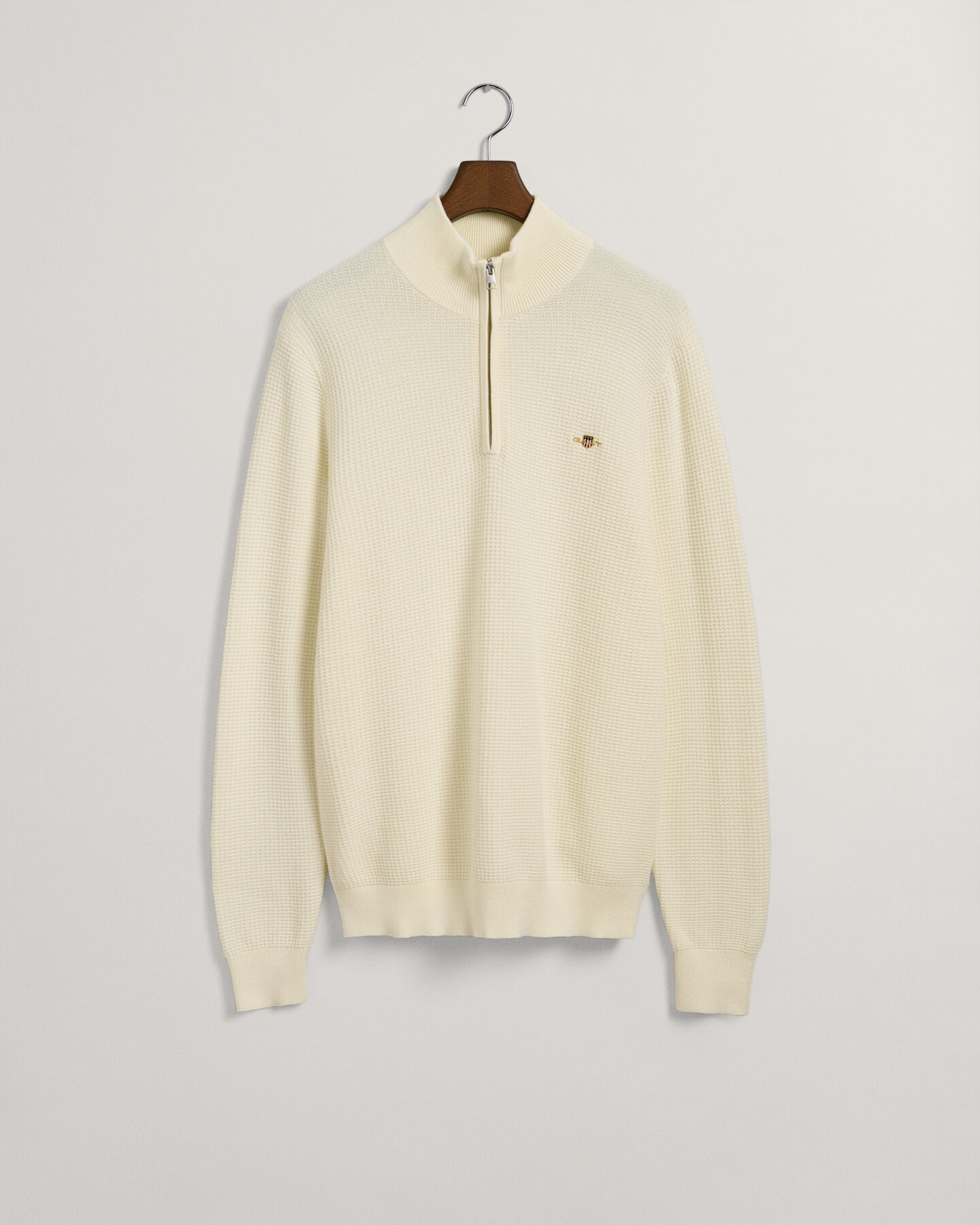 Katoenen Textured sweater met korte rits