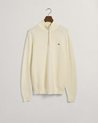 Katoenen Textured sweater met korte rits