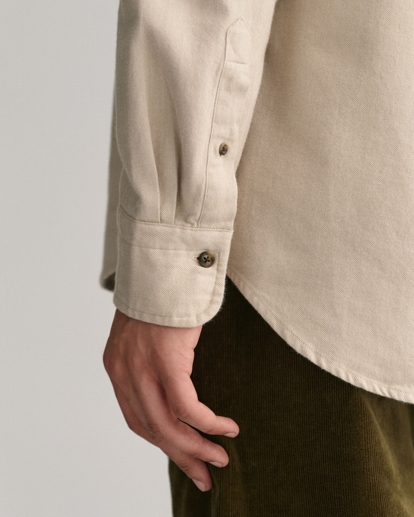 Regular Fit flanellen overhemd met visgraatmotief