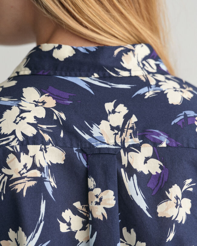 Regular Fit overhemd met bloemenprint van katoenvoile