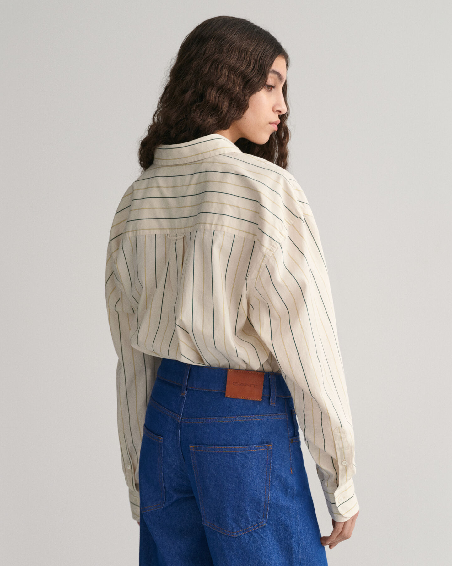 Oversized gestreept overhemd van compact poplin