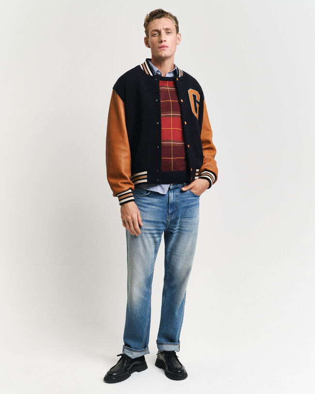 Geruite trui met ronde hals