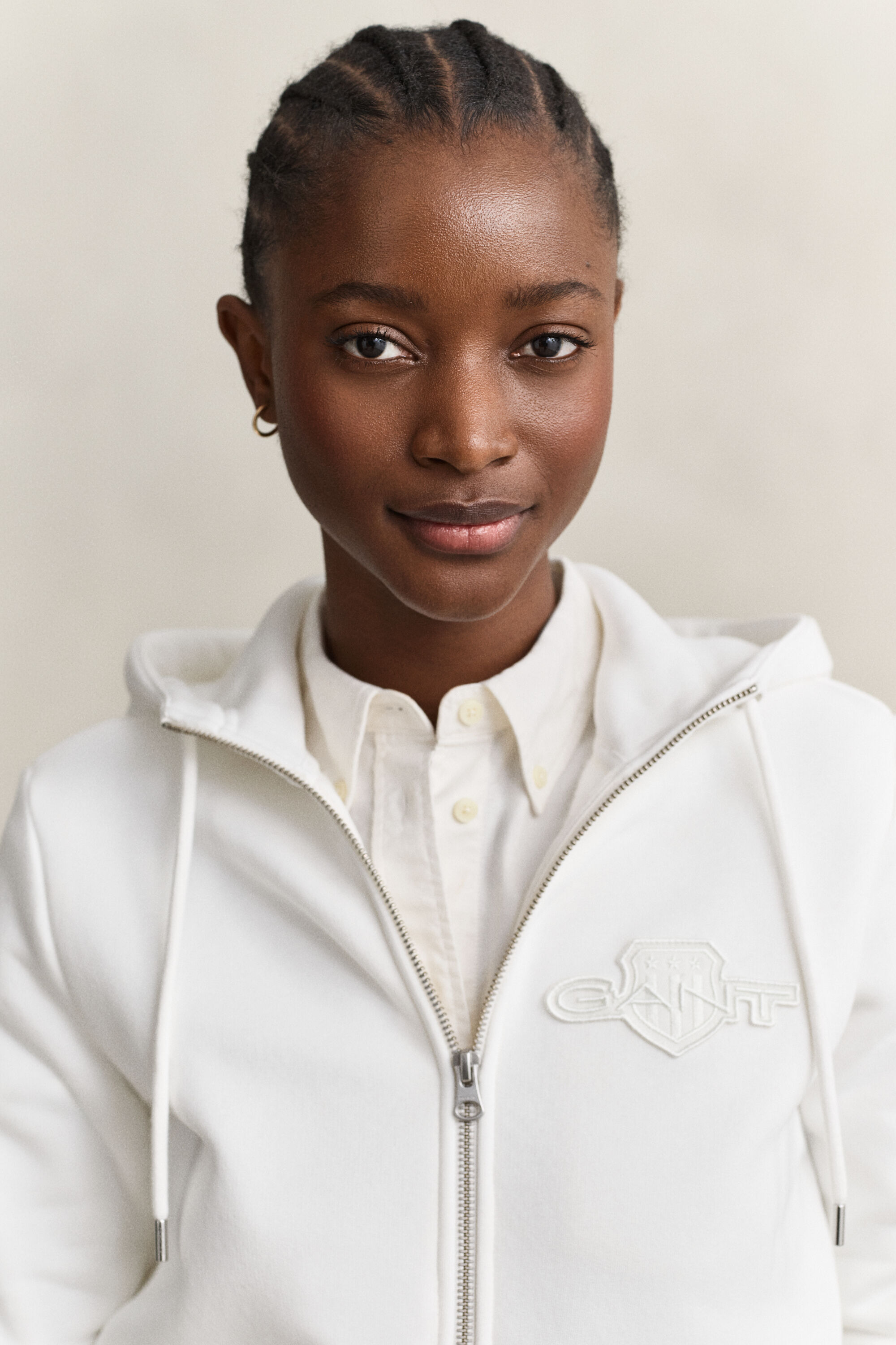 Tonal Shield hoodie met ritssluiting