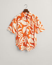 Relaxed Fit Palm Print blouse met korte mouwen