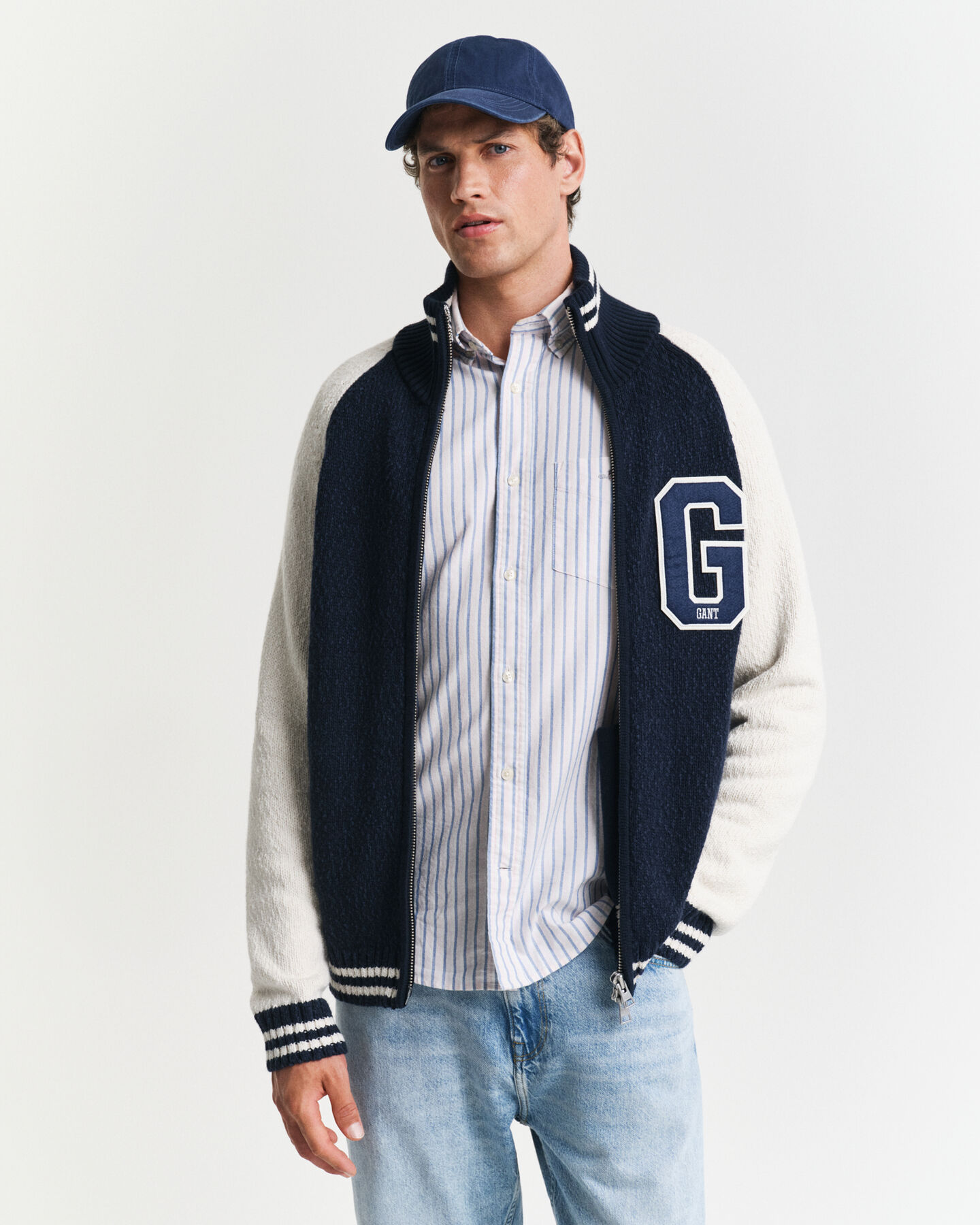 Vest met rits van oneffen katoen