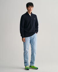 Katoenen Textured sweater met korte rits