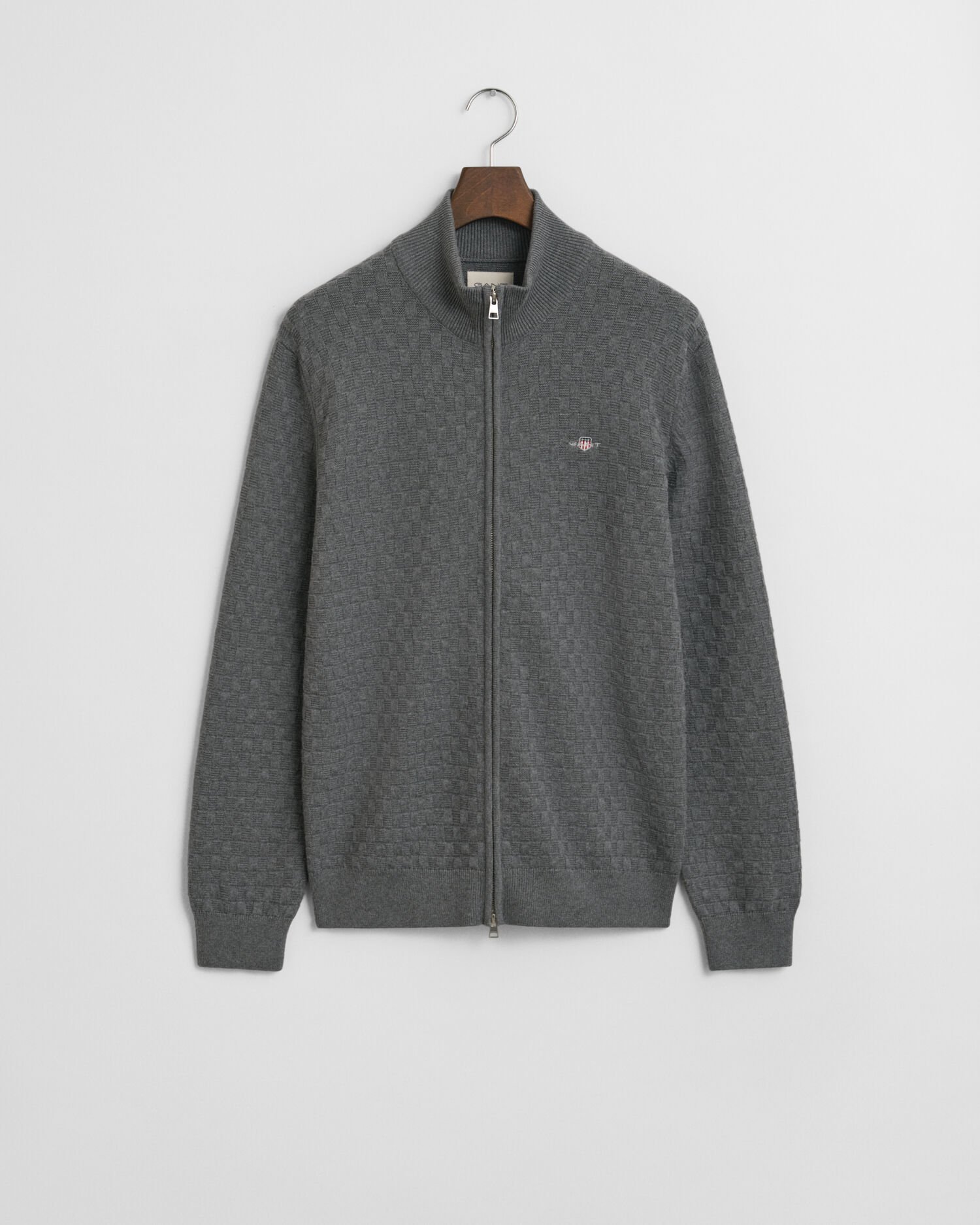 Trui met rits en microtextuur