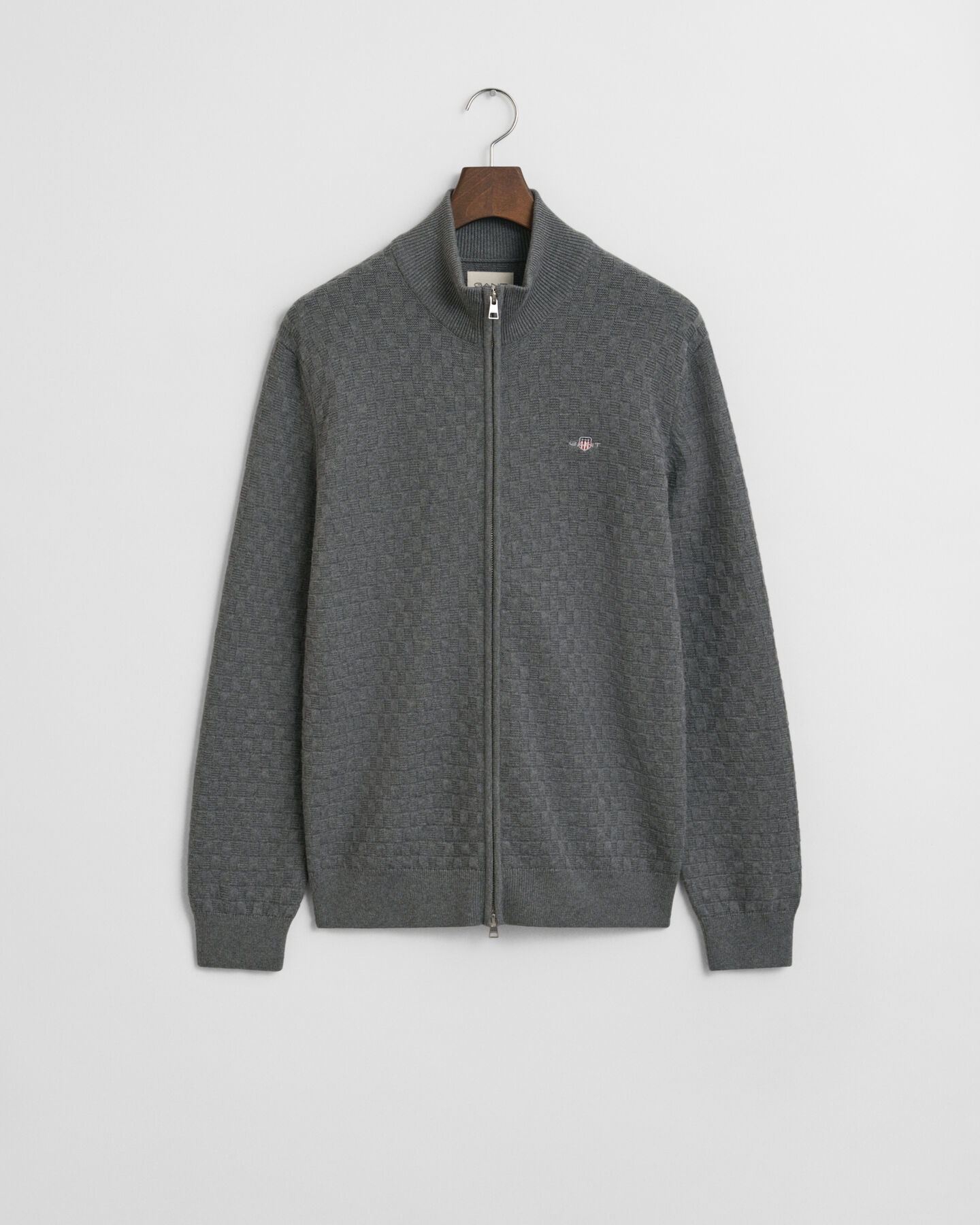 Trui met rits en microtextuur