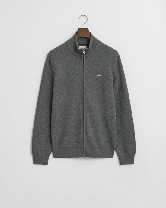 Trui met rits en microtextuur