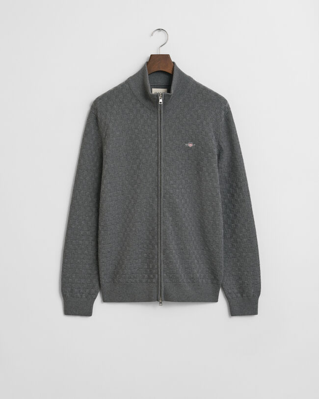 Trui met rits en microtextuur