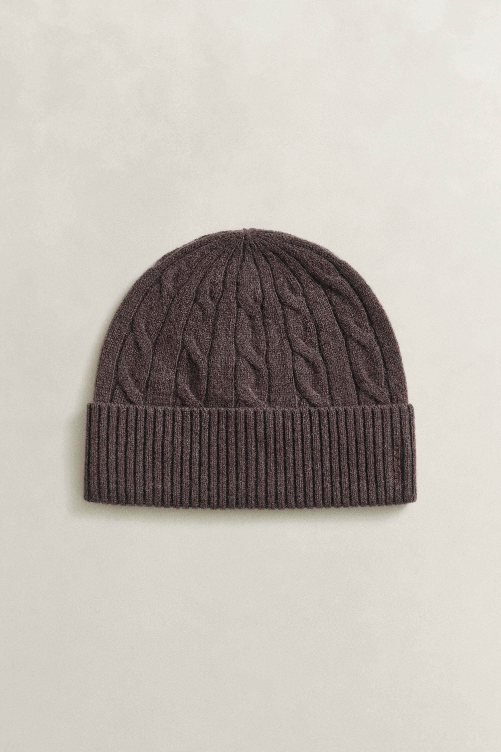 Wollen beanie met kabelpatroon