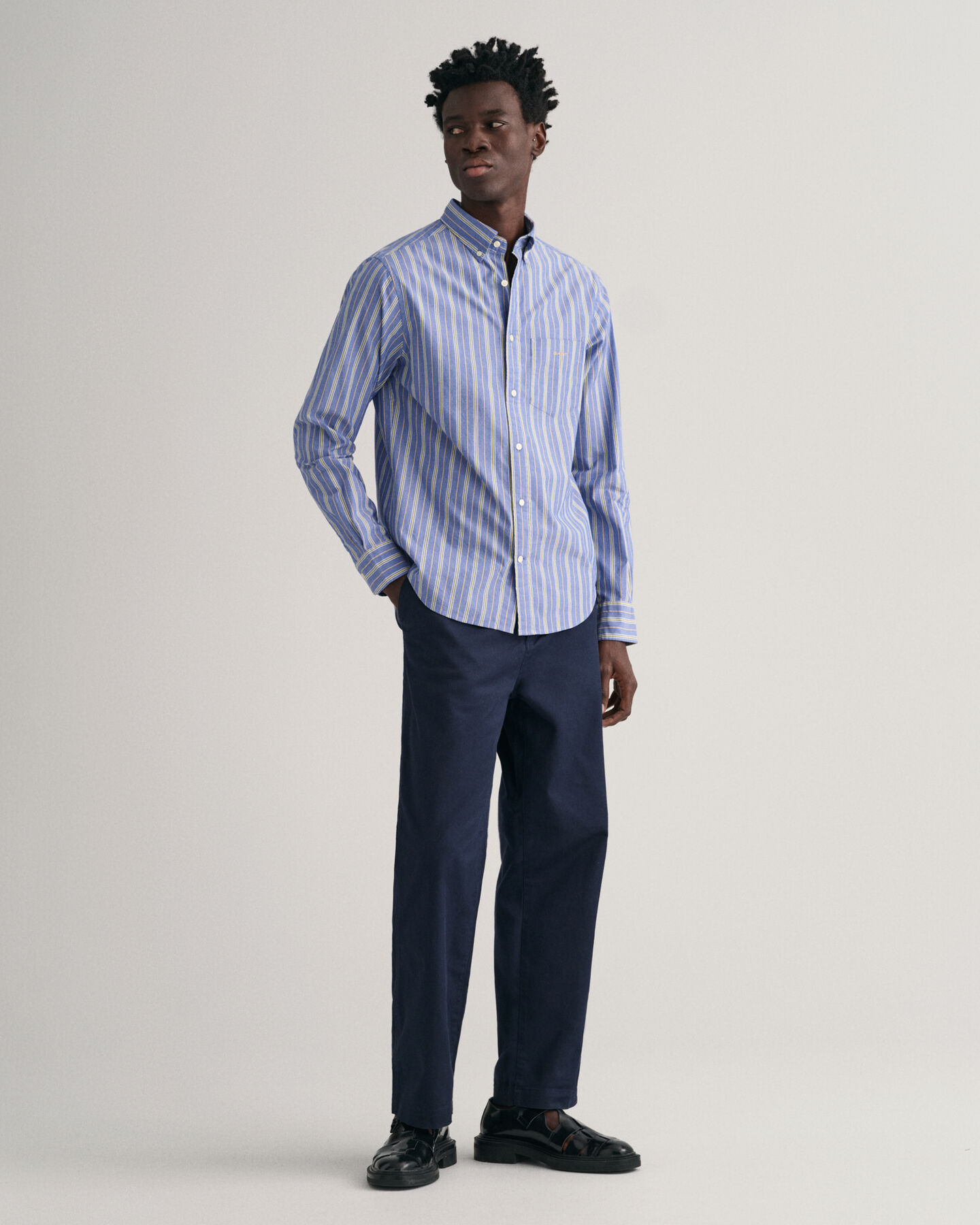 Regular Fit poplin overhemd met strepen