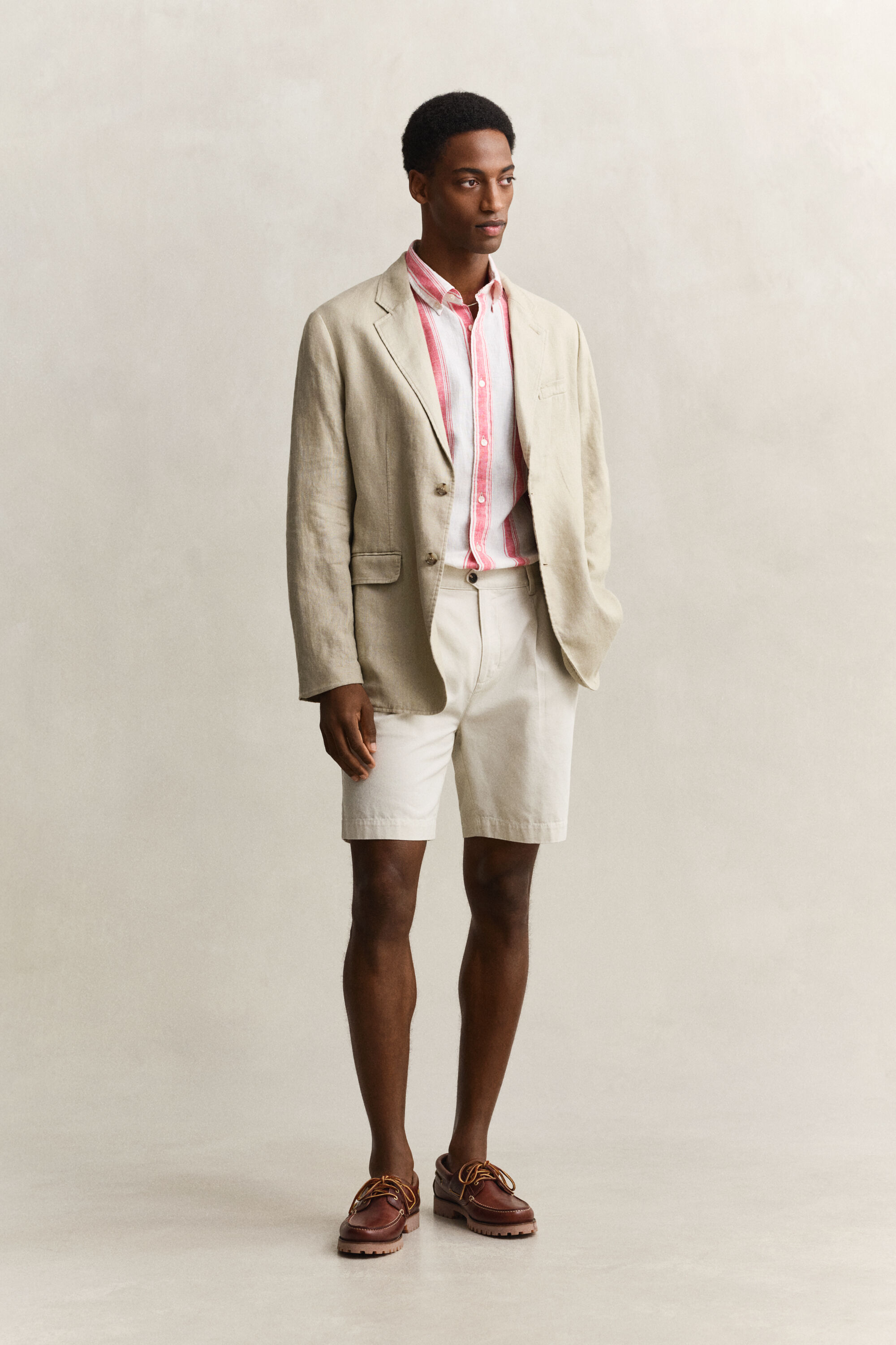 Gestreept overoverhemd van linnenmix