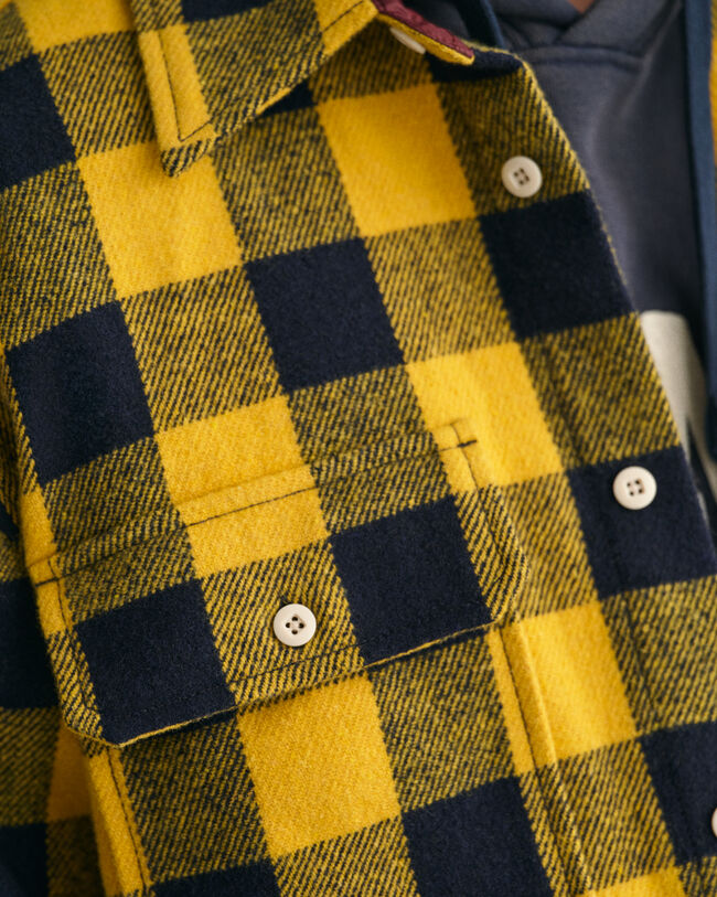 Overshirt met buffaloruit van wolmix