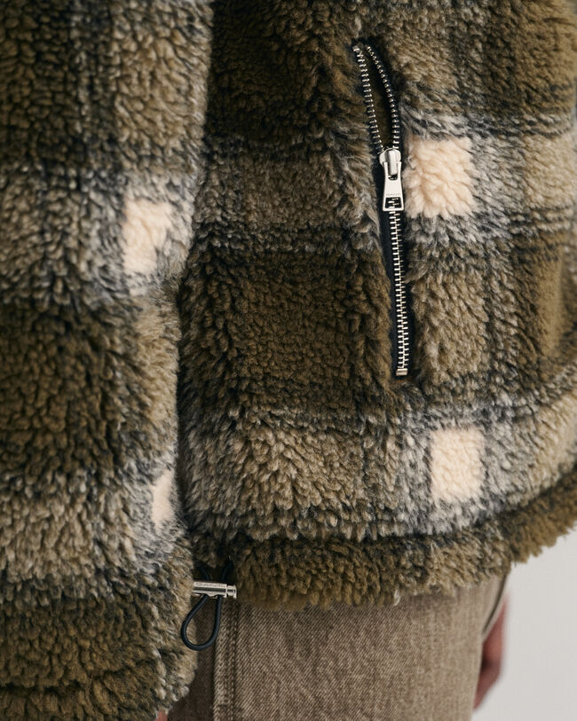 Geruit fleecejack met rits