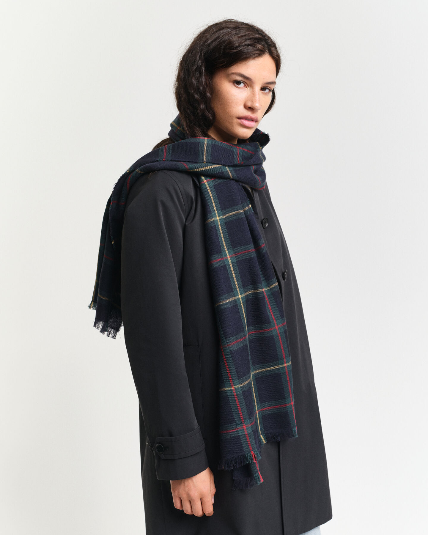 Foulard sjaal van merinoswol met ruitjes