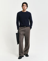 Trui met ronde hals van getextureerde wolmix