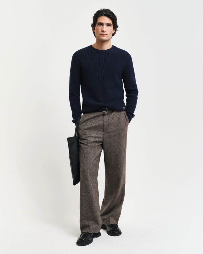 Trui met ronde hals van getextureerde wolmix