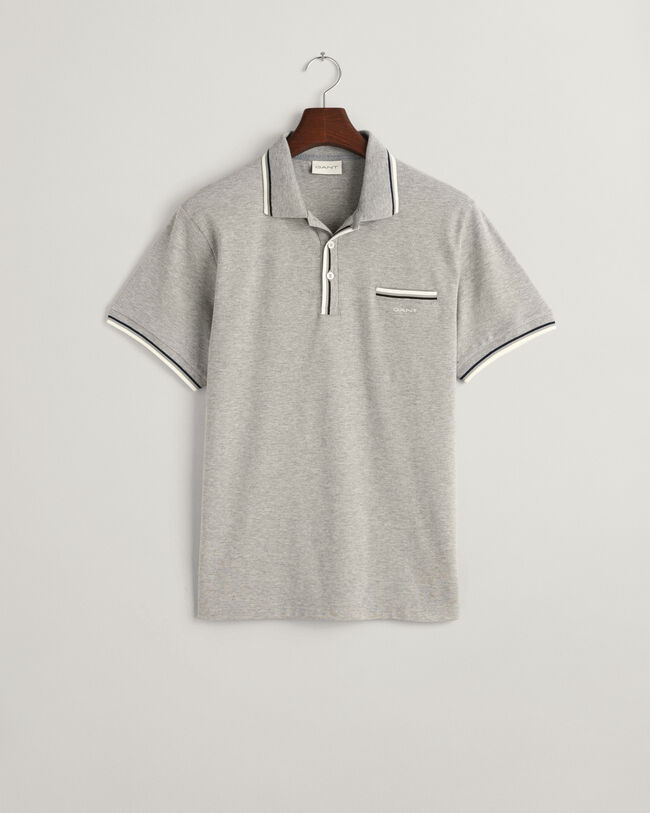 Piqu&eacute; poloshirt met tweekleurige rand