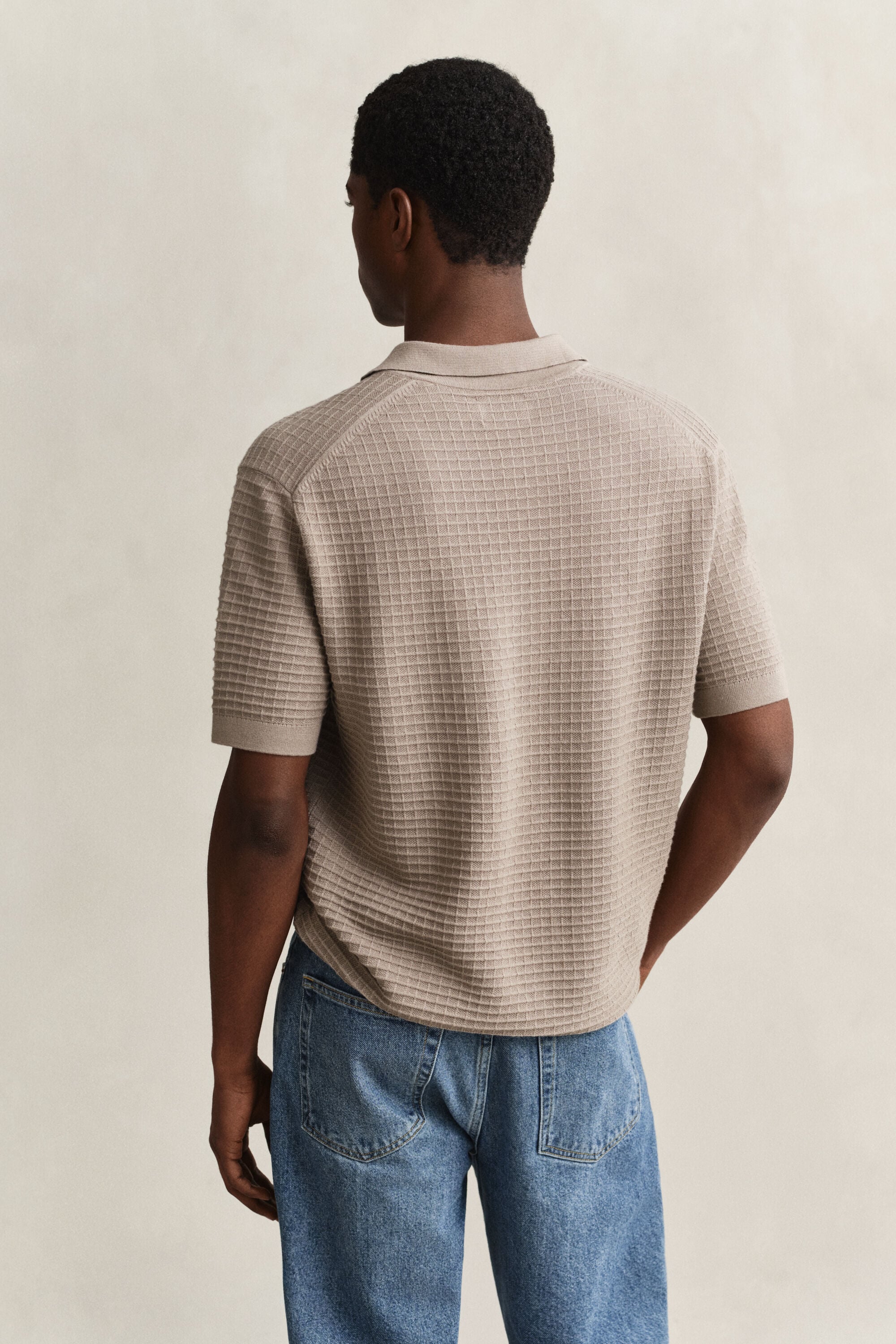 Polosweater met textuur