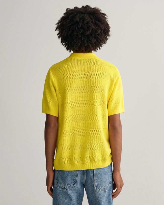 Textured poloshirt van katoen