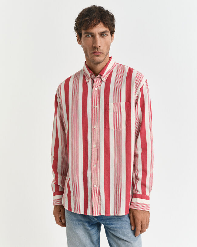 Relaxed Fit Seersucker overhemd met brede strepen