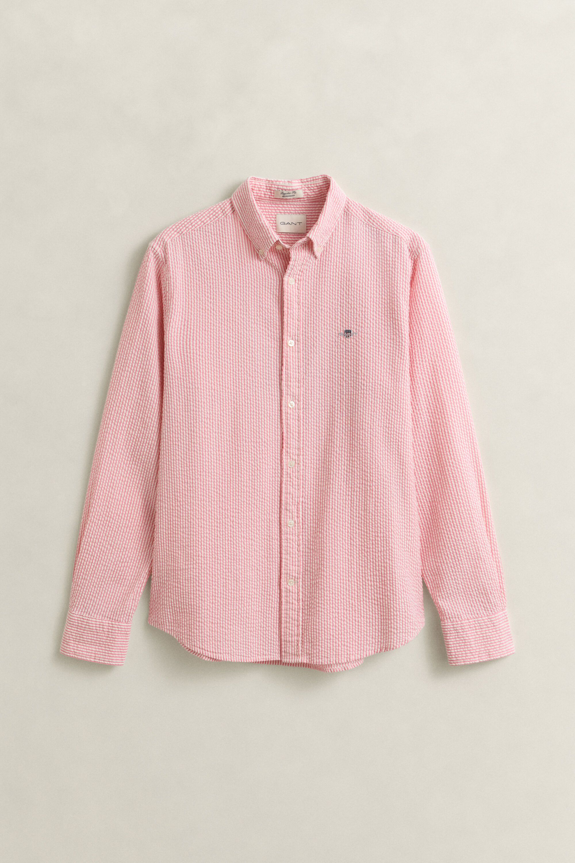 Regular Fit Seersucker overoverhemd met streepje