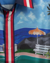 Regular Fit Scenery overhemd met korte mouwen van zijde