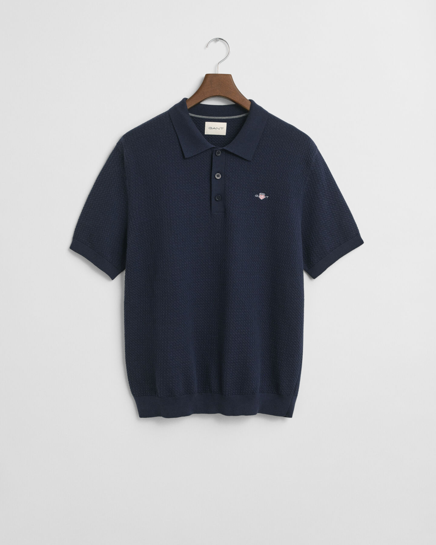 Textured poloshirt van katoen