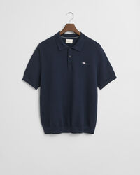 Textured poloshirt van katoen