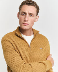 Katoenen Textured sweater met korte rits