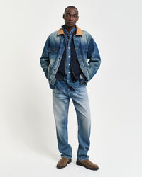 Katoenen vest met ritssluiting en textuur