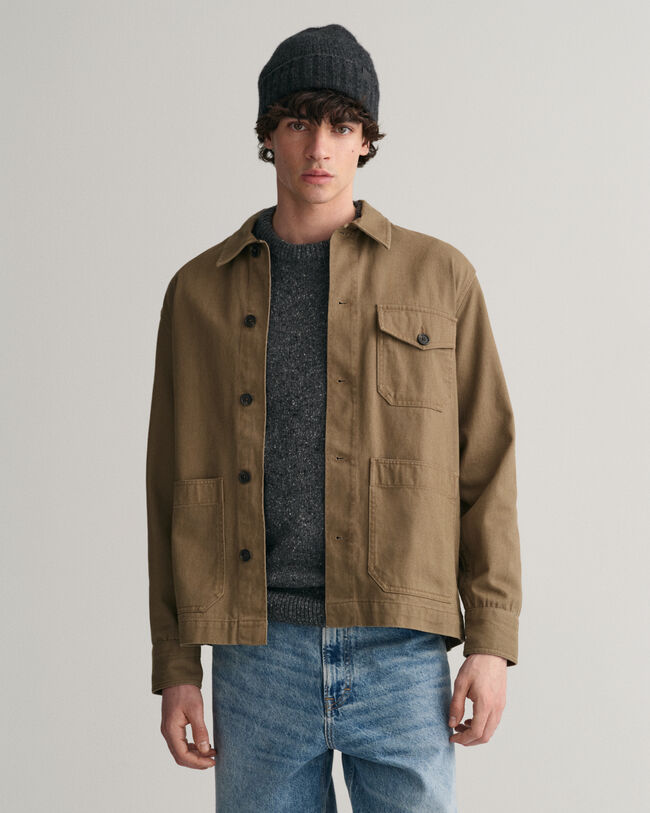 Overshirt van geborstelde keper