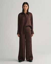 Jacquard broek met wijde pijp en kant