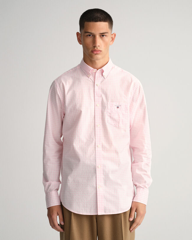Regular Fit poplin overhemd met Gingham-ruitje