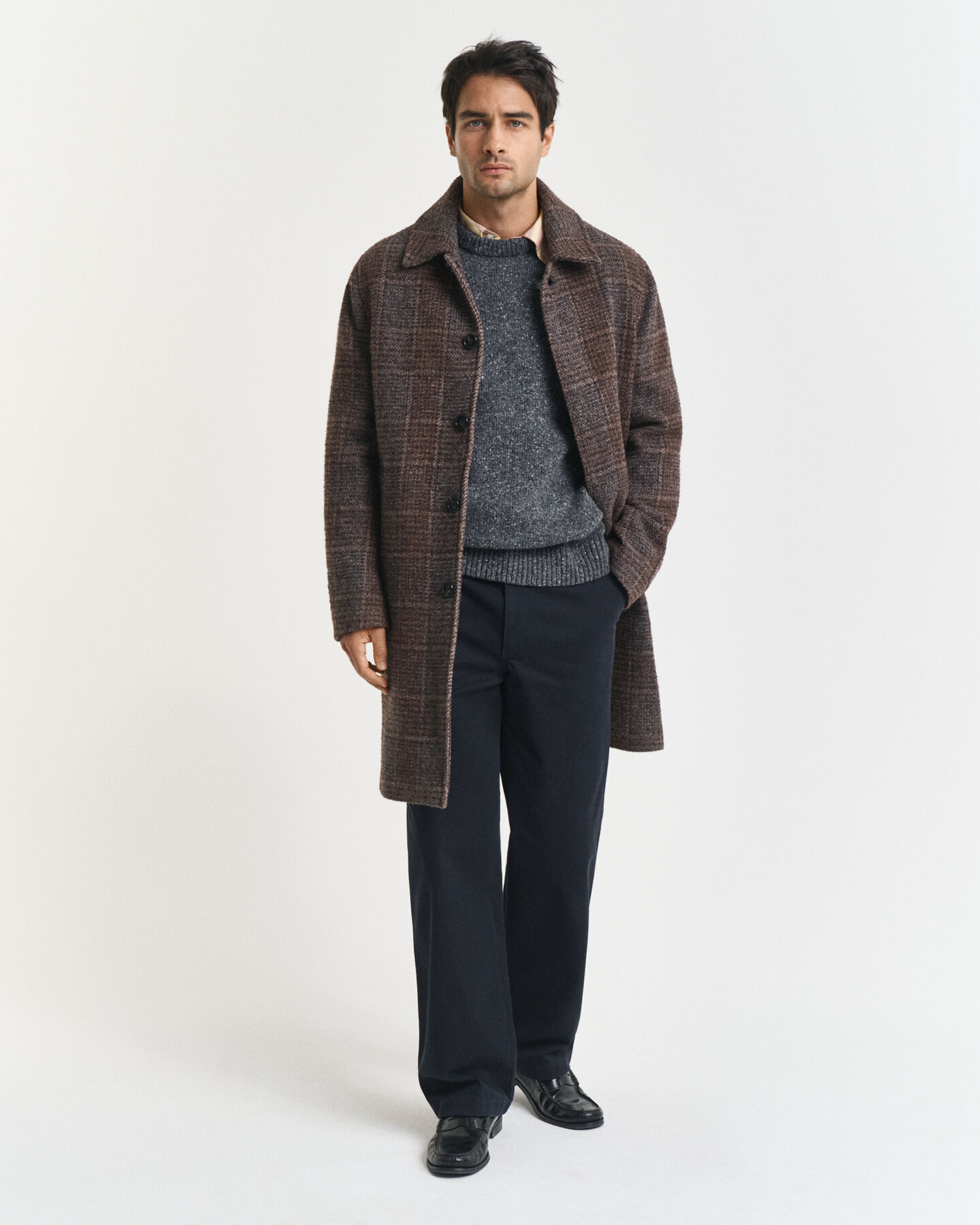 Trui met ronde hals van wolmix met spikkelpatroon