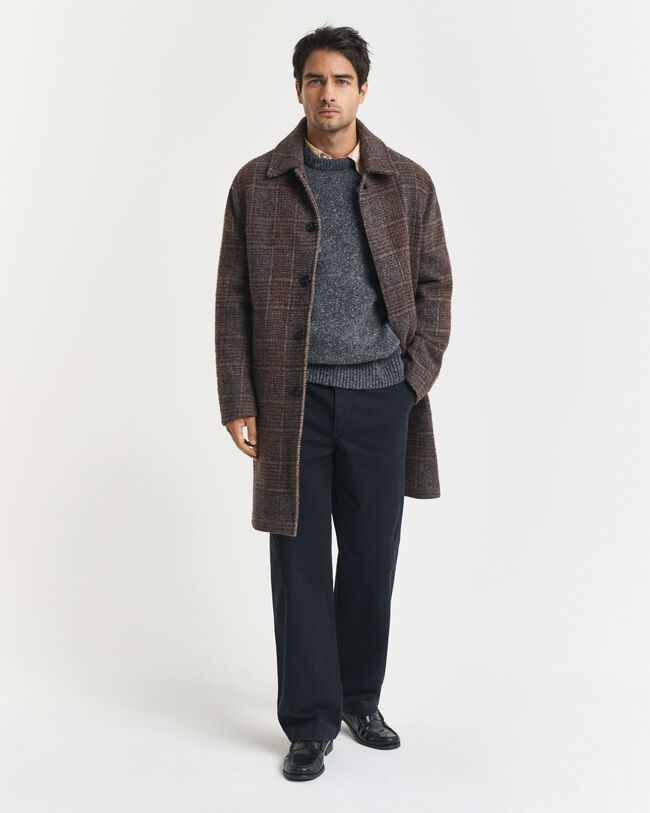 Trui met ronde hals van wolmix met spikkelpatroon