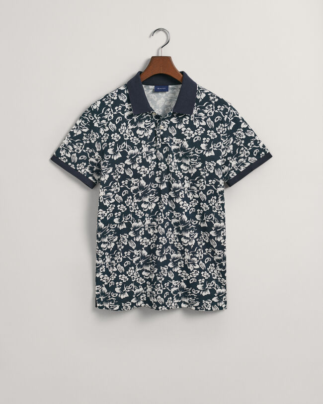 Piqué poloshirt met bloemenprint