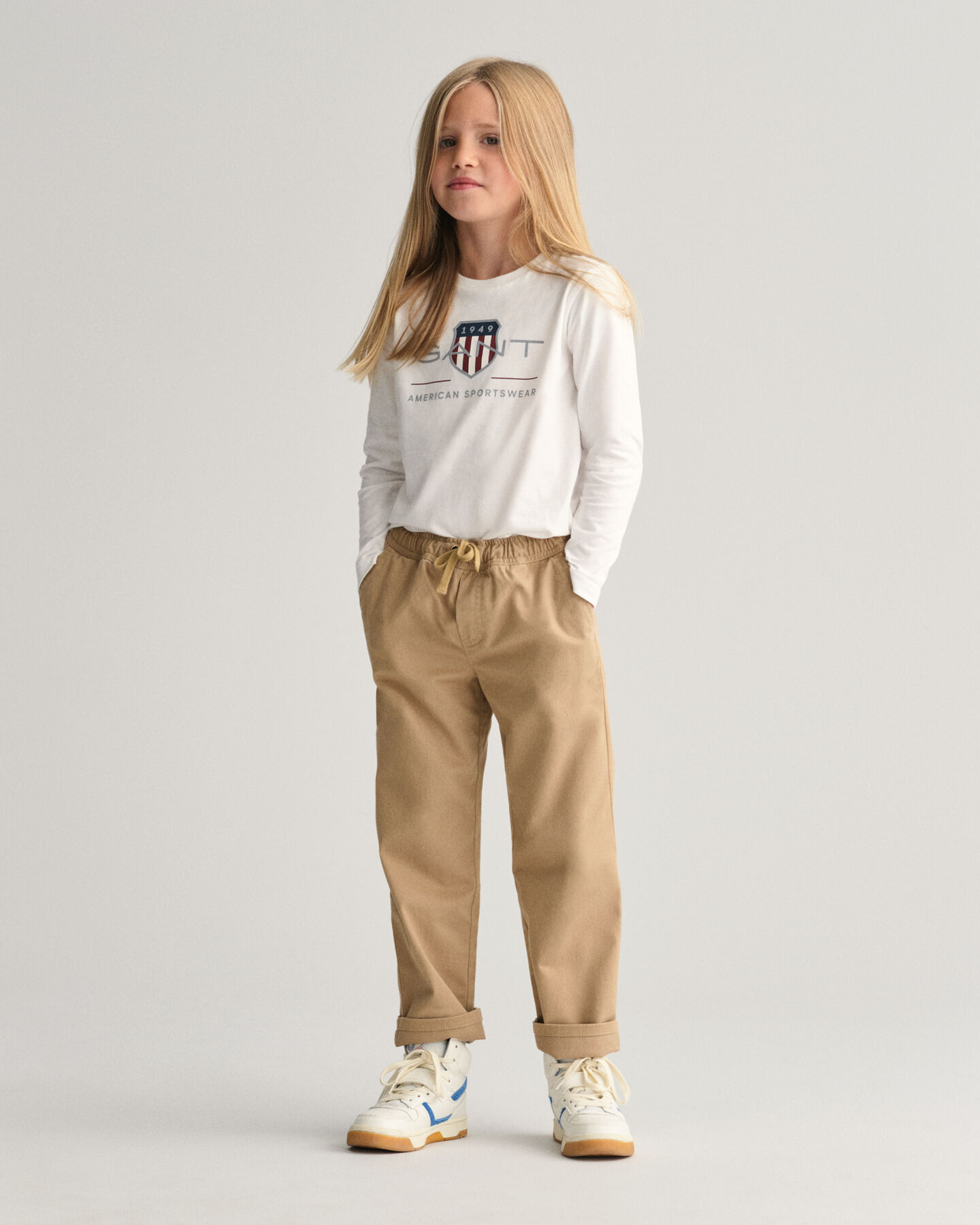 Kids geweven broek met elastische taille
