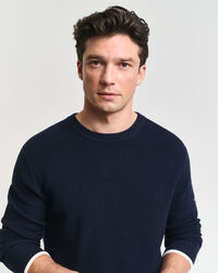 Geribde katoenen trui met ronde hals