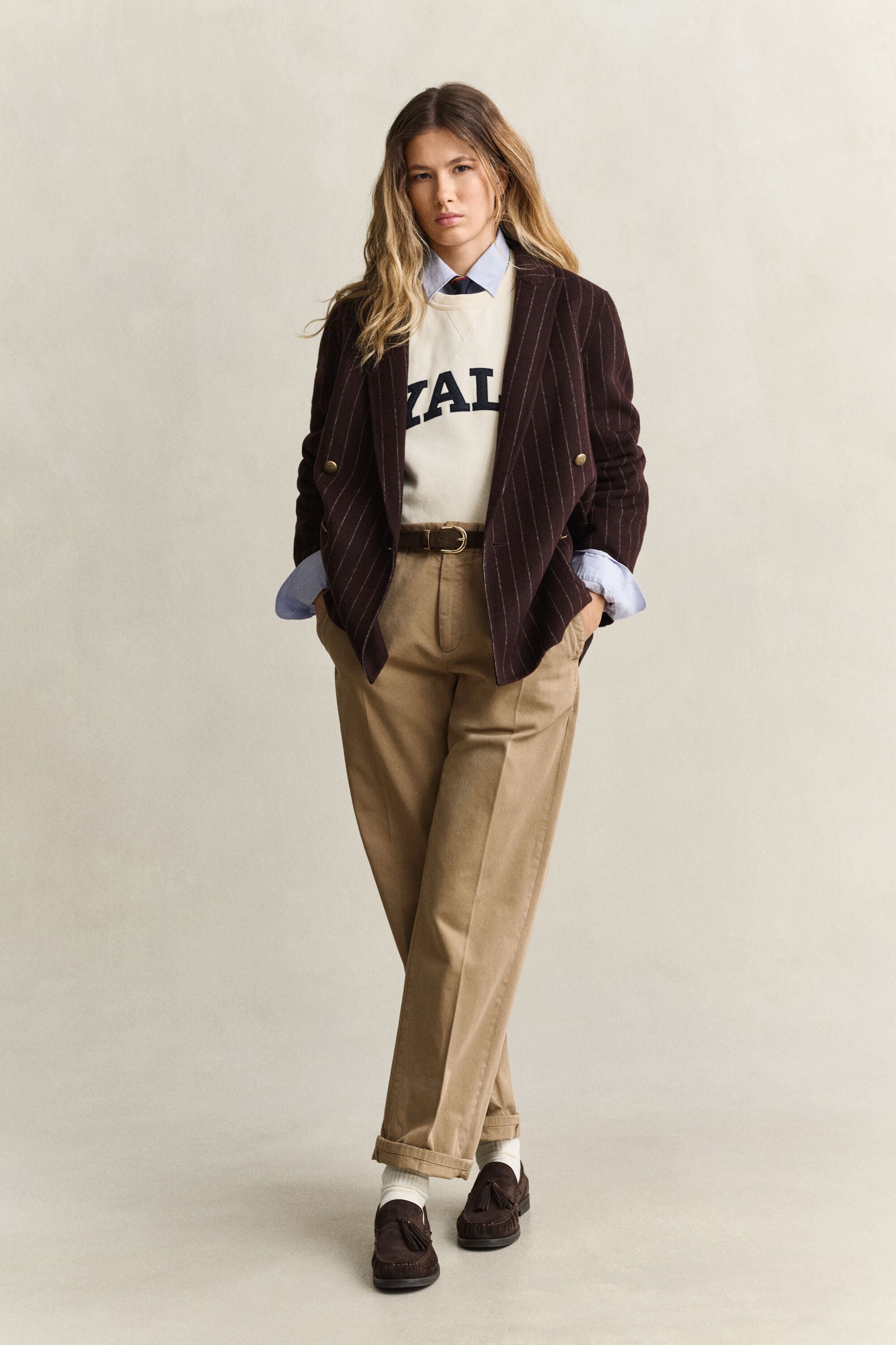 Gant x Yale handgestikte blazer met krijtstreep