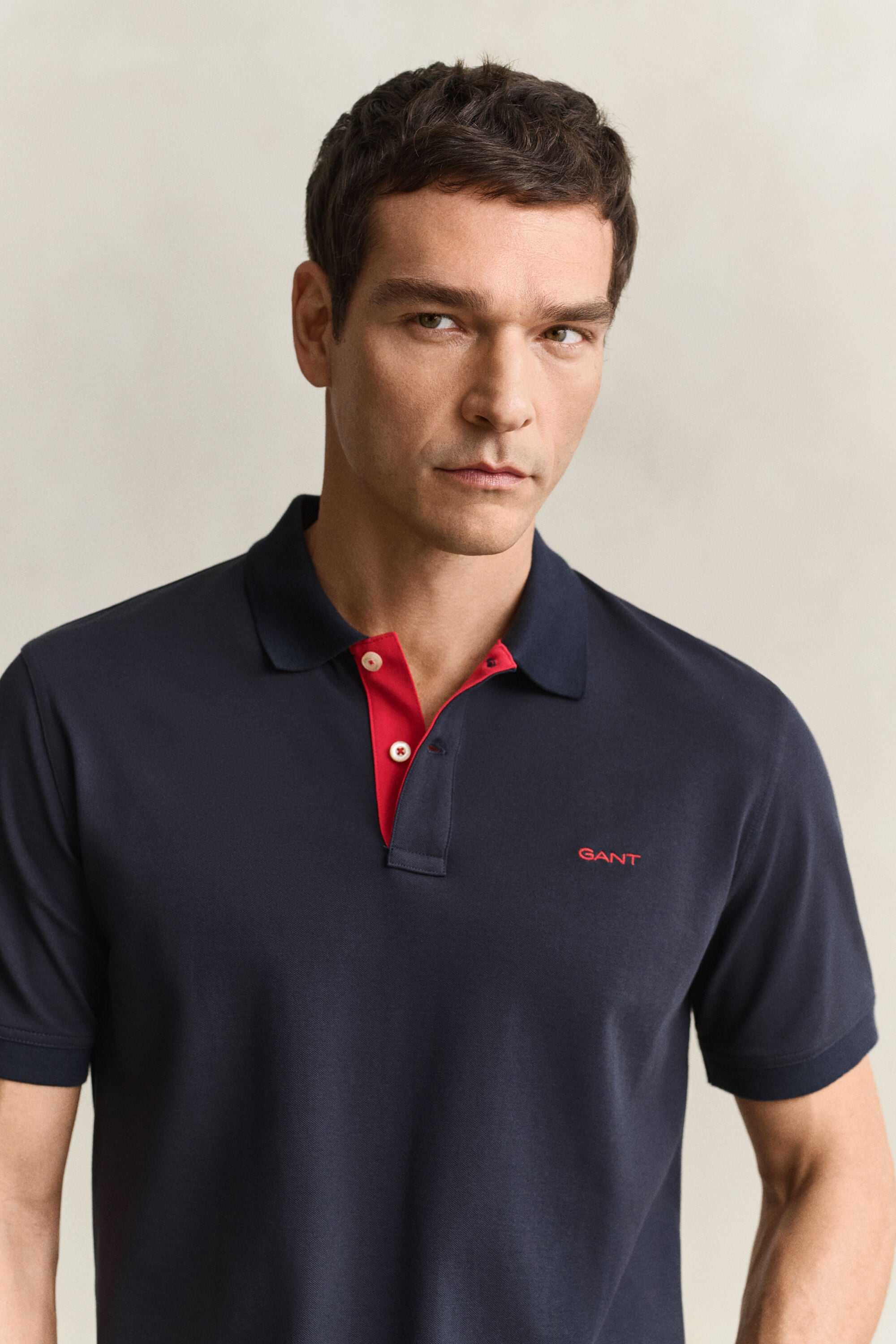 Piqué poloshirt met contrasterend detail