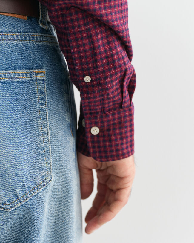 Regular Fit flanellen overhemd met microruitje