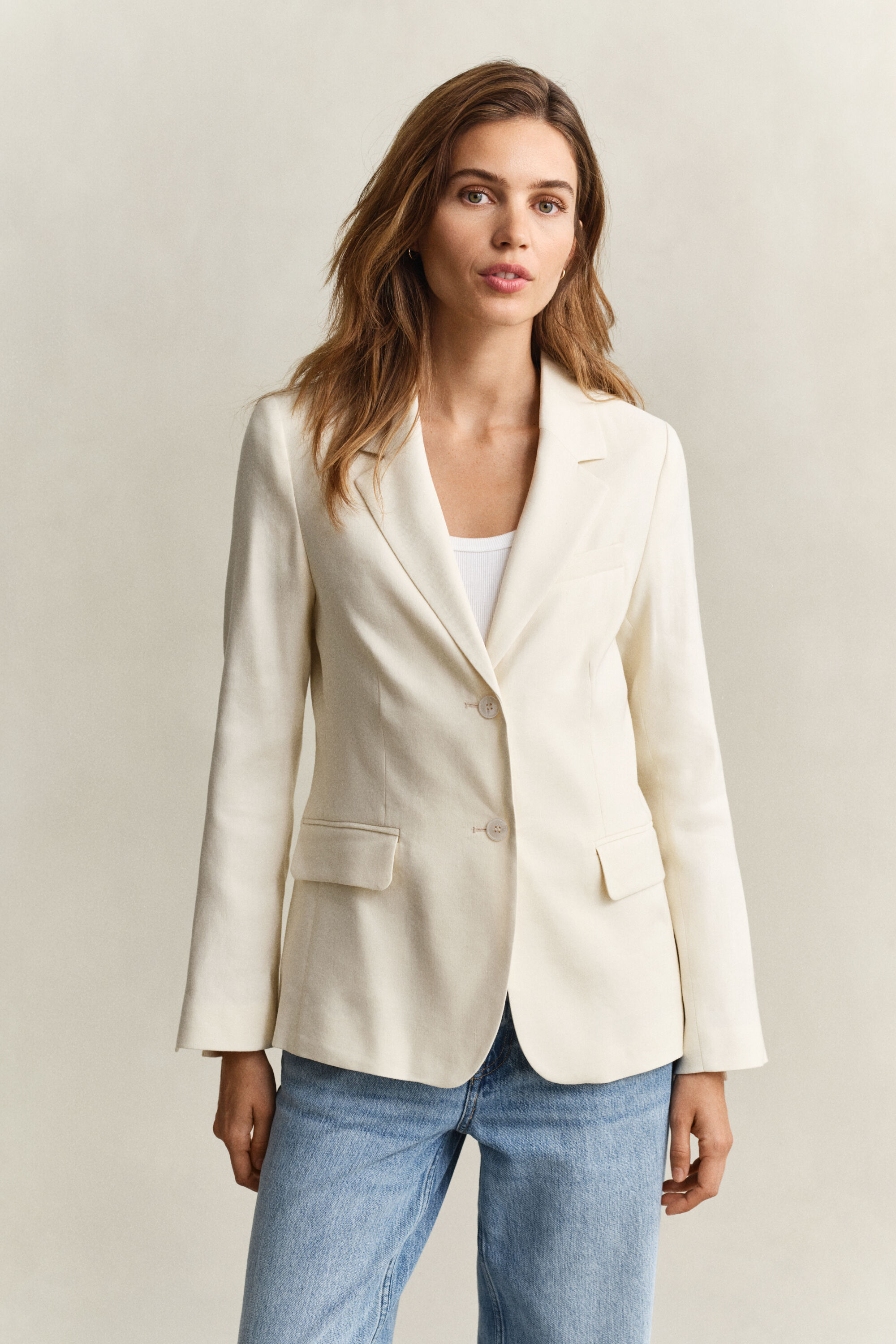 Blazer van stretchlinnen
