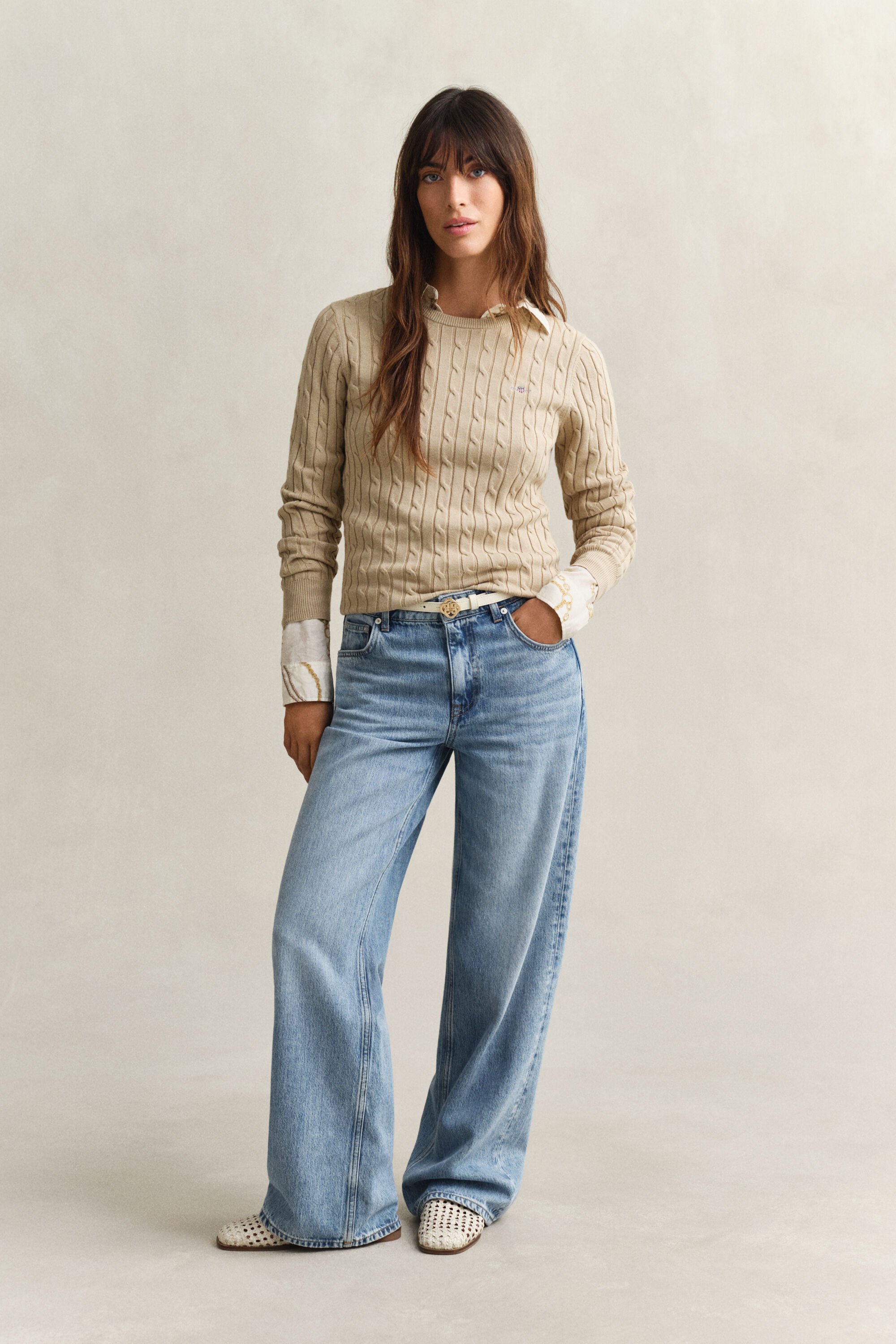 Kabeltrui met ronde hals