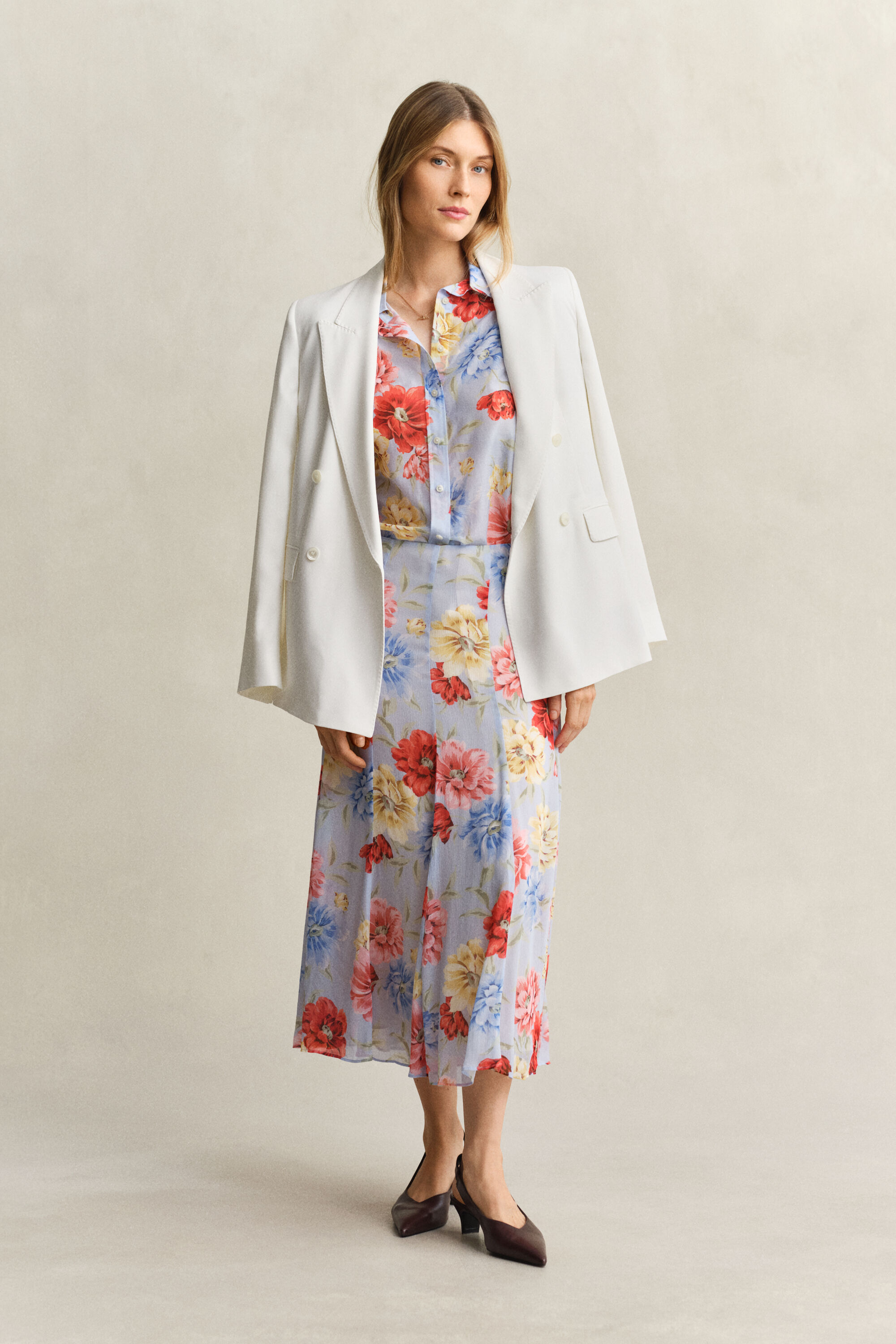 Bloemetjesoveroverhemd van katoenzijde